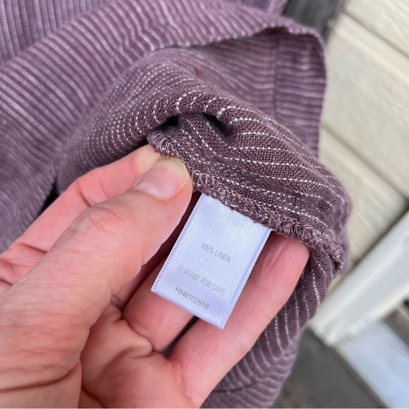 Garnet Hill Linen Dropwaist Purple Stripe Dress Sz 6 - Picture 7 of 12